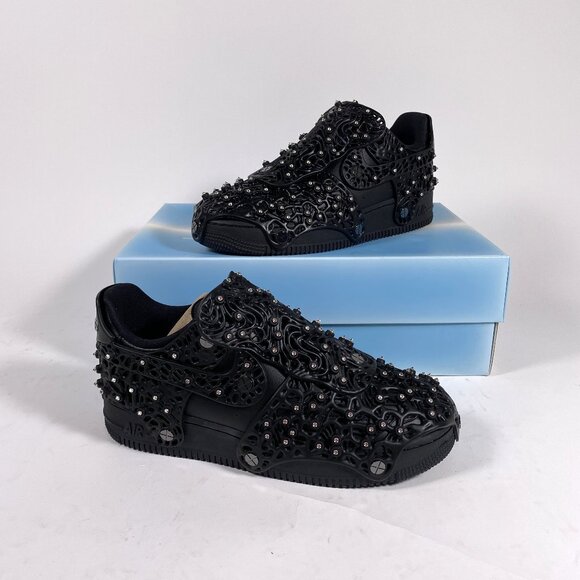 NIKE  x SWAROVSKI Black Retroreflective Crystals Air Force 1 Sneakers - Picture 1 of 11